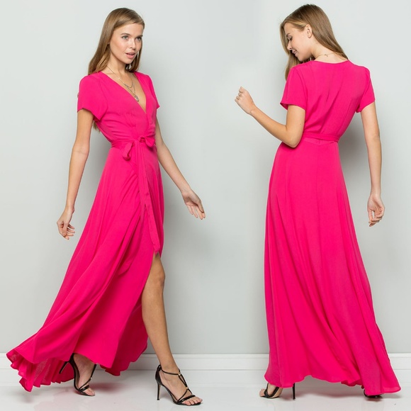 hot pink flowy dress